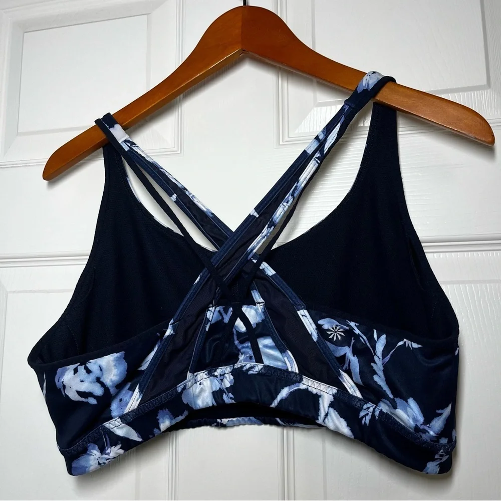 Athleta Blue Floral Transcendence Sports Bra Size XL